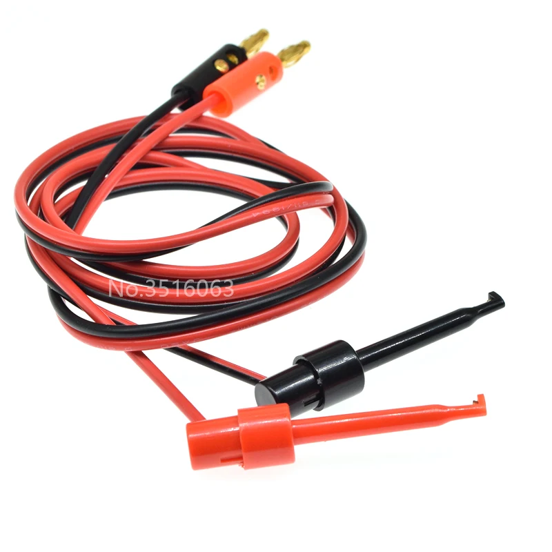 1 Paar 1M 4Mm Bananenstekkerconnectoren Voor Haak Clip Adapter Elektrische Kabel Verguld Voor Multimeter Testsnoeren Draad Rood Zwart