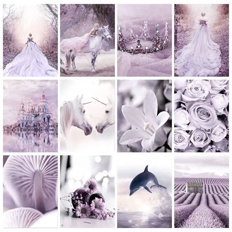 

GATYZTORY DIY Pictures By Number Purple scenery Kits Painting By Numbers Hand Painted Paintings Art Drawing On Canvas Home Decor