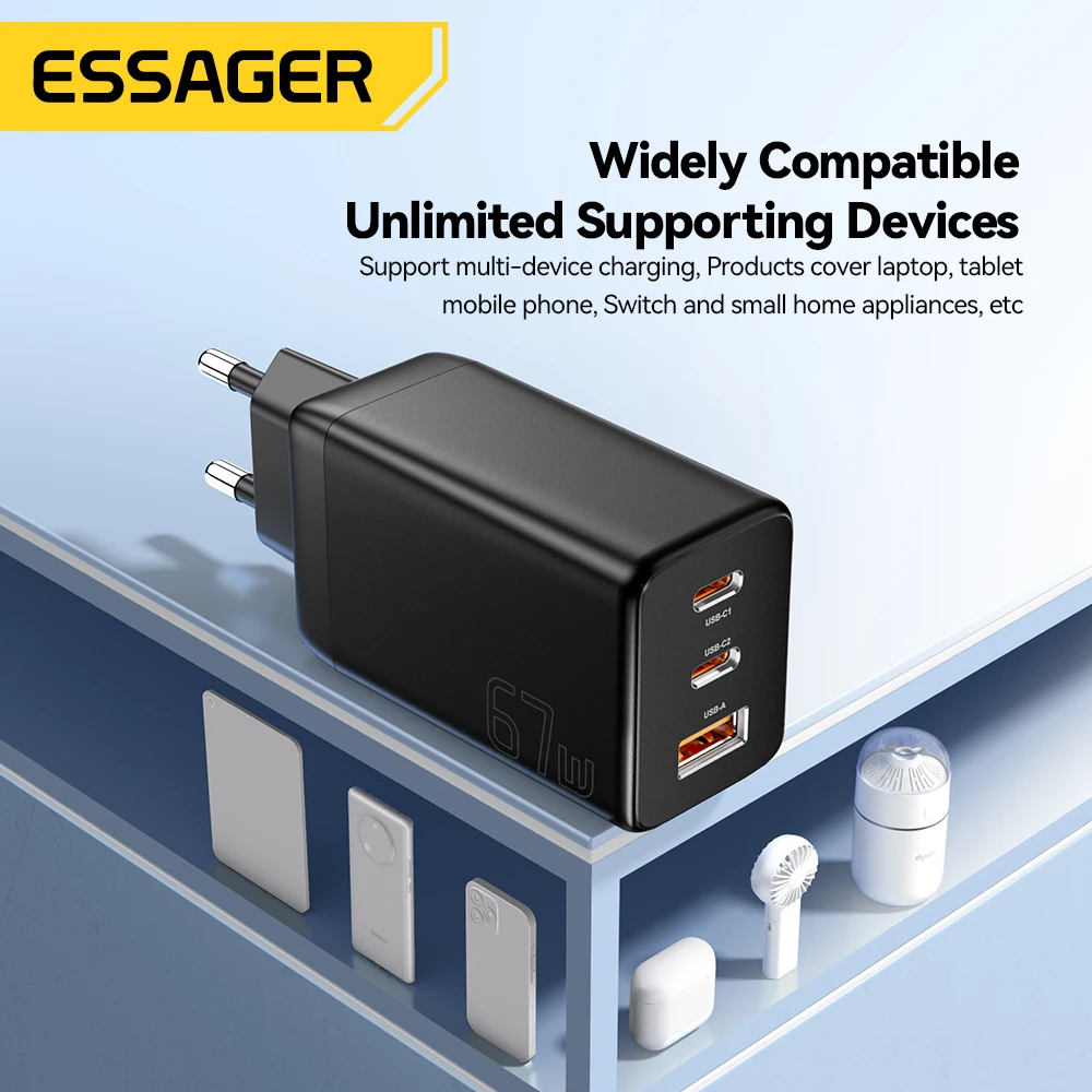 Essager 67W GaN USB 유형 C 충전기 PPS 65W 삼성 QC 4.0 PD ... - 3