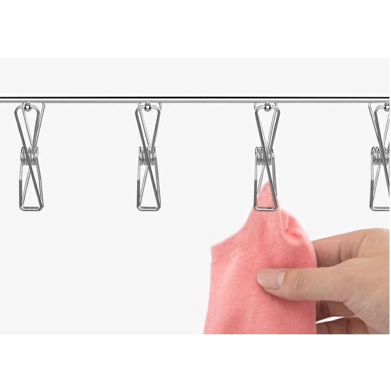20pcs Stainless Steel Clothes Pegs Home Hanging Clips Pins Laundry Windproof Clamps Clothing Clamps Sealing Clip Cloth Organizer