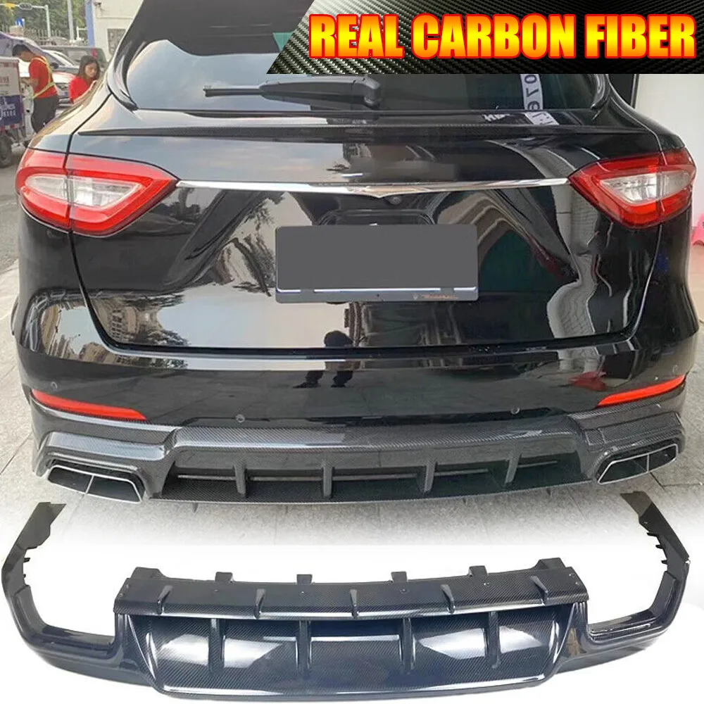 For Maserati Levante 2016 2017 2018 2019 REAL CARBON Rear Bumper Diffuser Lip W/Exhaust Tips