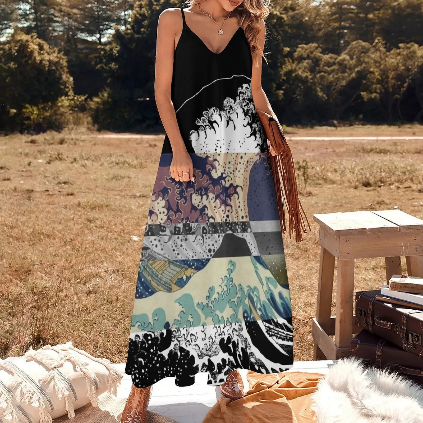 the great wave color glitch Sleeveless Dress summer clothes for women chic and elegant evening dress evening dresses luxury 2024