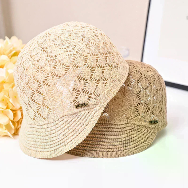 New Hat Women Spring Summer Peaked Cap Hollow Design Headband Bucket Hats Beret Fashion Gift