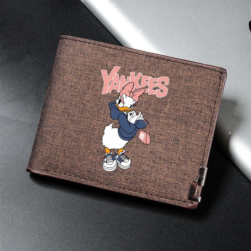 Disney Mickey Pattern Women Men Small Foldable Wallet Short Zipper Buckle Coin Pocket Tri-fold Card Holder Case Purse Bag