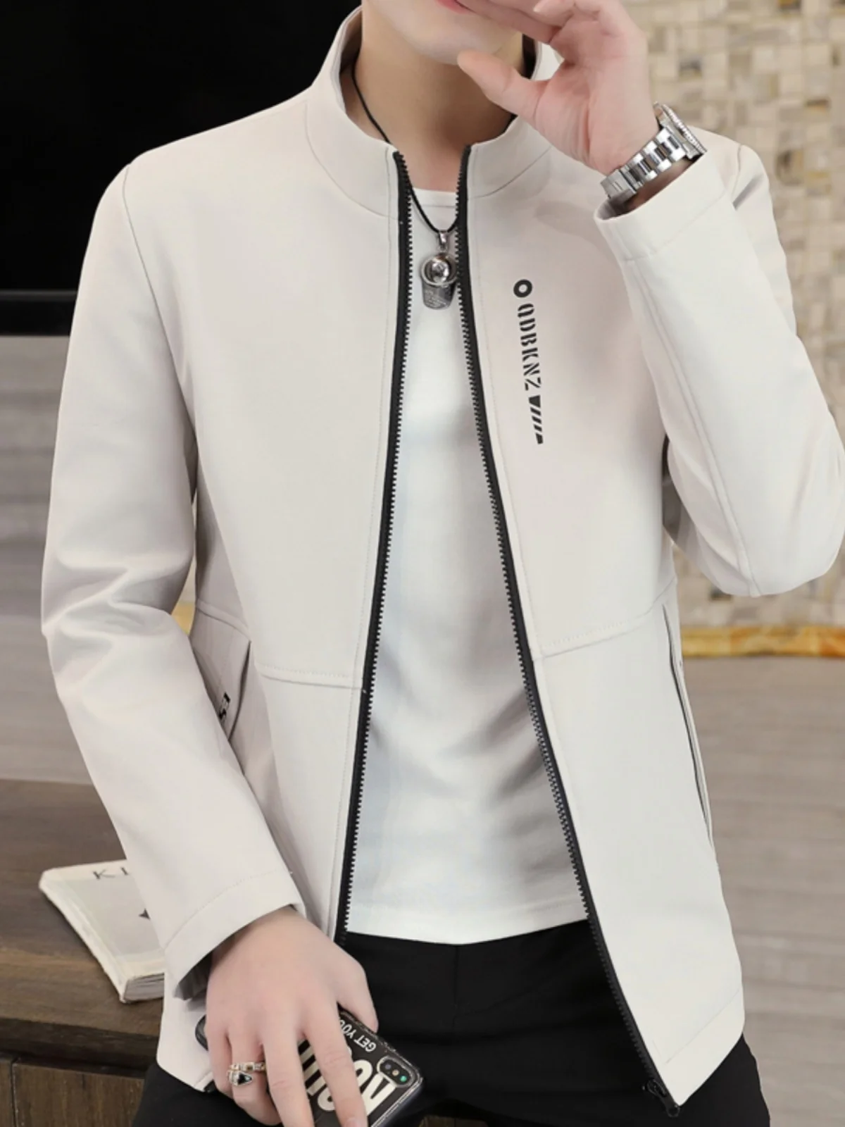 

Мужская демисезонная куртка-бомбер приталенного кроя с воротником-стойкой, тонкая, повседневная, в корейском стиле, из полиэфирного волокна, на молнии