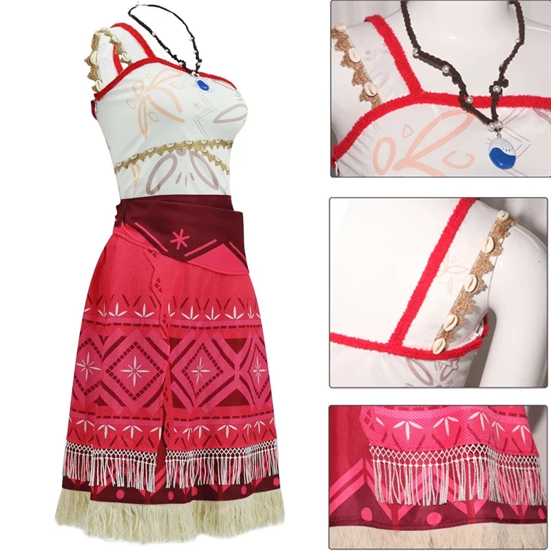 เสื้อคลุมเจ้าหญิง d'île troppour femmes, jupe de Costume d'halloween d'aventure hawaïenne d'ocavec collier,guiseme