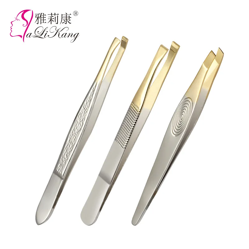 Eyebrow Tweezer Stainless Steel Beauty Clip Slant Tip Flat Tip Eyebrow Tweezer Clip for Eyebrow Trimming Face Hair Removal Tools