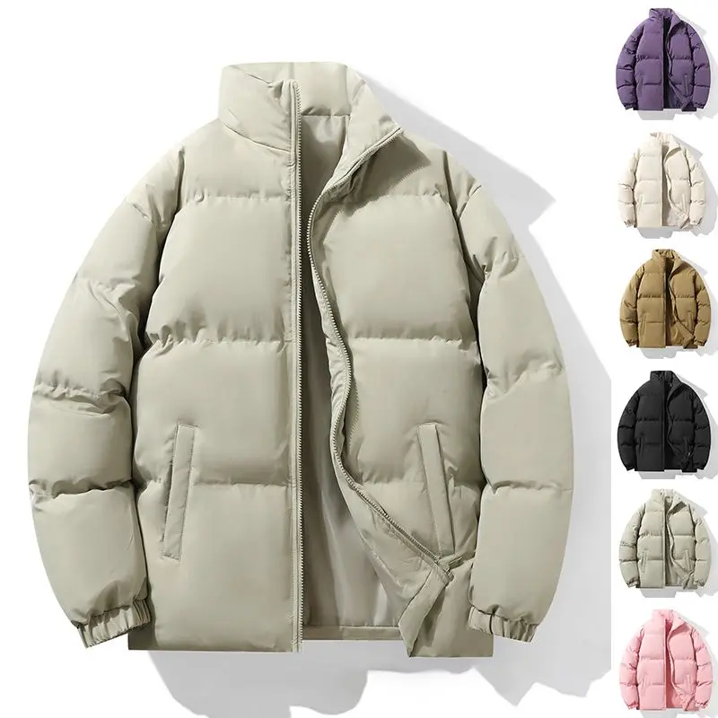 

2023 Men's New Three Color Bread Short Down Cotton Jacket Fashionable and Warm Coat Men's and Women's Bread Jacket Wearing