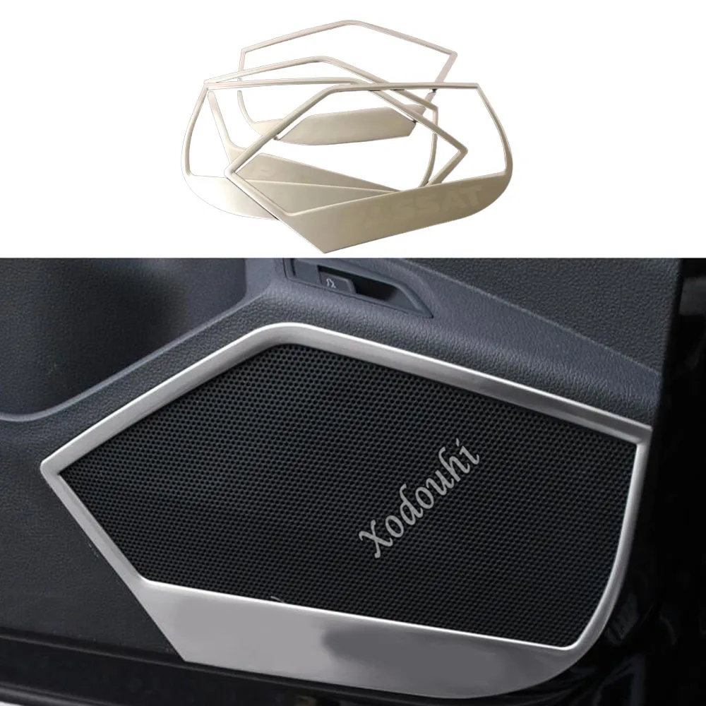 Car Stick Stainless Steel Inside Door Audio Speak Sound Cover Ring Trim For Volkswagen VW Passat B8 2016 2017 2018 2019