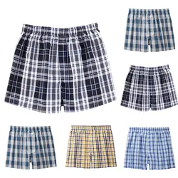 Mens Underwear Boxers Shorts Casual Cotton Sleep Underpants Quality Plaid Loose Comfortable Homewear Striped Arrow Panties