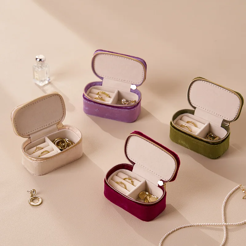 French jewelry storage box Small portable travel jewelry jewelry storage box Suitable for stud earrings rings storage