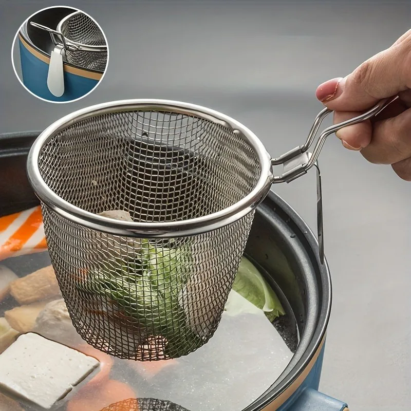 Stainless Steel Colanders, Filter Basket, Household Hot Pot Colander, Boiling Spicy Soup Noodle Net Colander, Wall-mounted