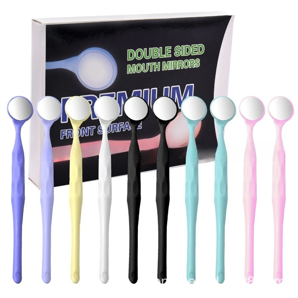 

10 шт./кор. двухсторонние зеркала для рта, отбеливание зубов, стоматологические поверхности, отражатели для экзамена с ручкой, стоматологические инструменты