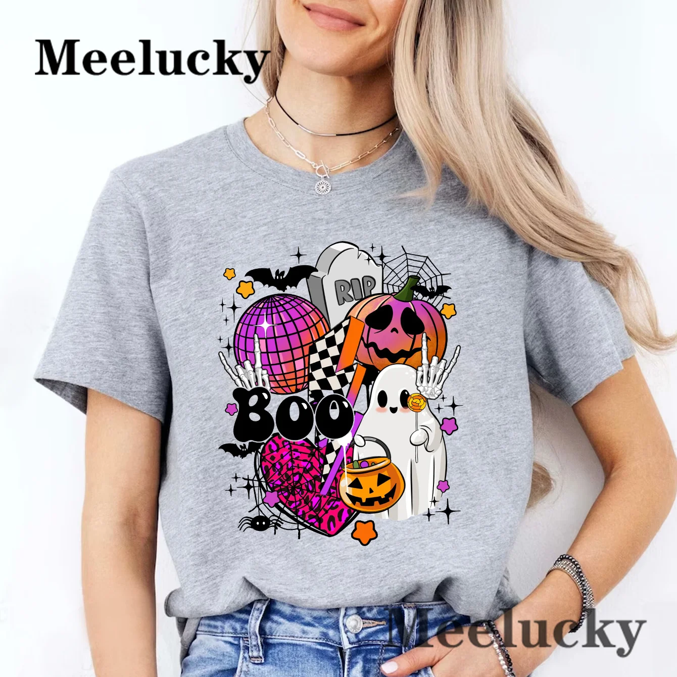 Happy Halloween Women T-Shirts Halloween Pumpkin Print Graphic Fashion T shirts Short Sleeve Tee Aesthetic Female Clothing