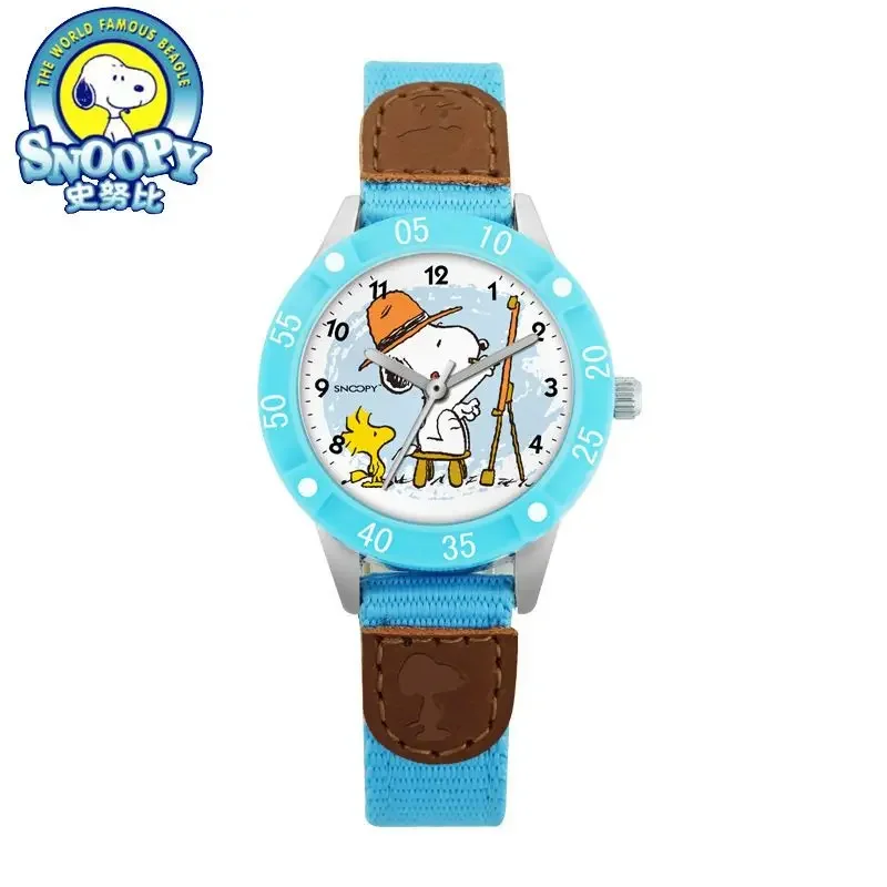 Snoopy cartoon animation peripheral children\'s versatile fashion simple quartz pointer watch nylon strap gift for boys and girls