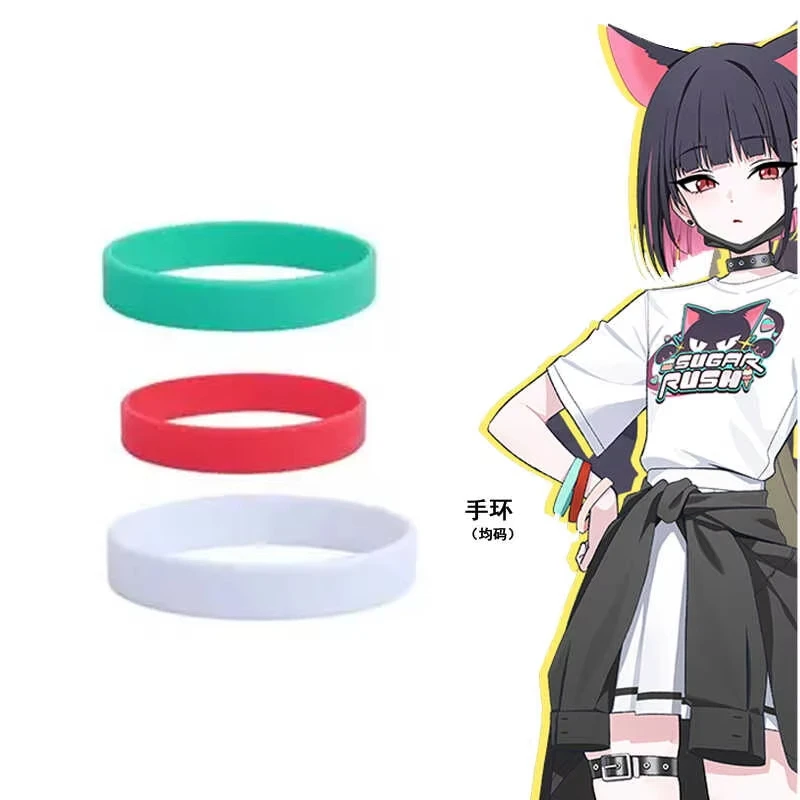 Jogo azul arquivo kyouyama kazusa feminino pescoço anel pulseira de silicone cosplay acessórios traje colar couro perna cinta prop