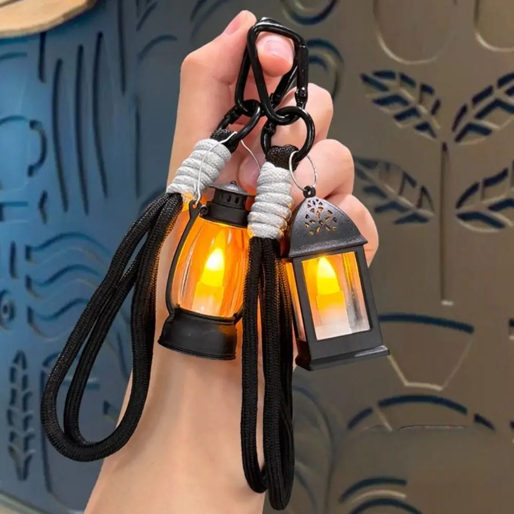 Oil Lamp Shape Retro Light-Up Keychain Realistic Cool Mini Night Light Pendant Multifunctional Versatile Bag Charm