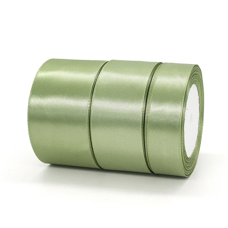 25yards/Roll Satin Ribbons Matcha Green 10/15/20/25/40/50MM For Wedding Christmas Home Decorate Handmade Gift  Wrapping Supplies
