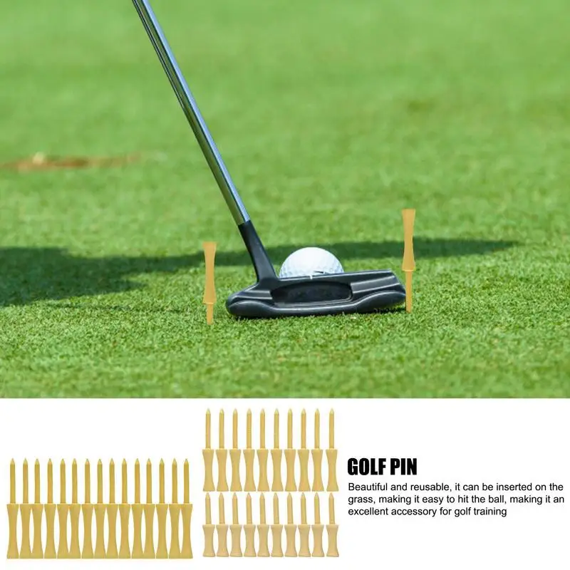 Wood Golf Tees 35pcs Unbreakable Golf Tees Stay Balanced Reduce Friction Stable Durable Natural Professional Golf Tees