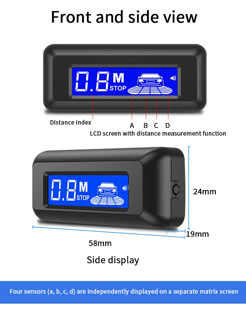 Direkt vom Hersteller: 4-Sonden 22mm Parksensor mit Kleinem LCD-Display, 12V Rückfahrradar, Sicheres Einparkhilfesystem – Detail 11