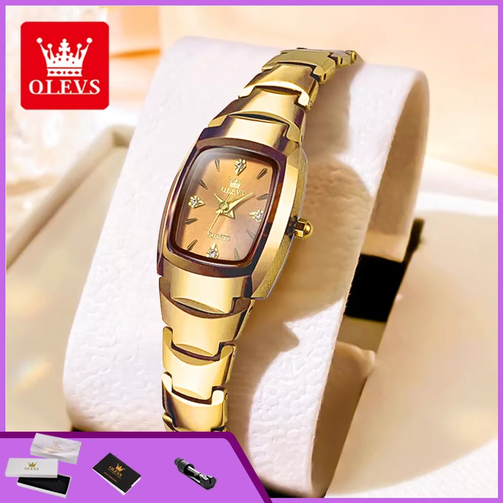 OLEVS 7006 Quartz Watches for Women Fashion Retro Tungsten Steel Strap Waterproof Ladies Wristwatches Elegant Luxury Woman Watch