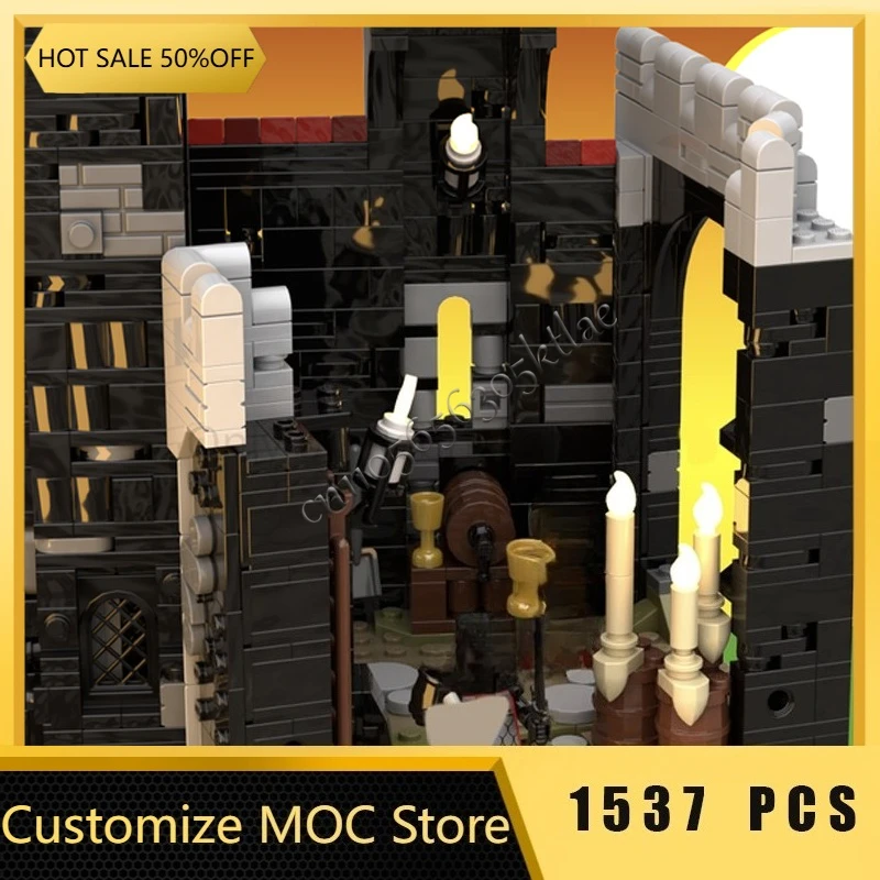 1537ピース カスタムMOC 中世 黒騎士の城 正門 モデルビルディング DIYブロック 組み立ておもちゃ ホリデーギフト