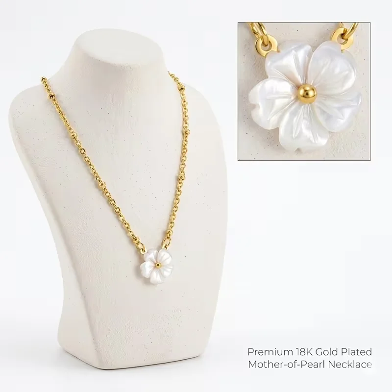 Women's Elegant Delicate Peach Blossom Shell Clavicle Necklace Stainless Steel High-End INS Style Colorfast Everyday Jewelry