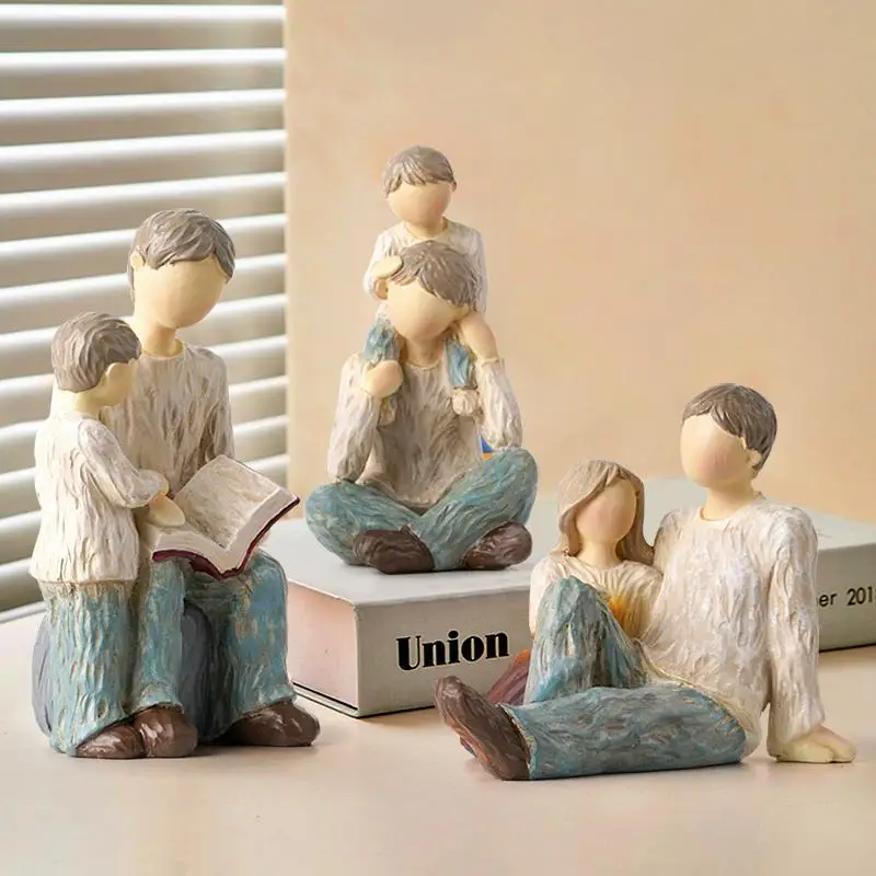 Nordic Angel Love Family Resin Figure Figurine Ornaments Family Happy Time Home Decor Crafts Statue Mother's Day Birthday Gifts