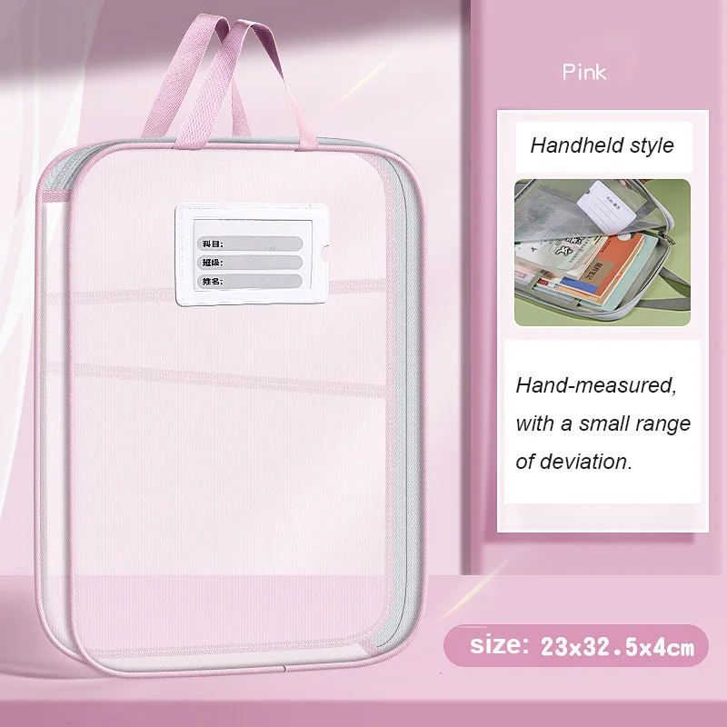 File Storage Bag Double-layer Mesh Zipper Bag Large Capacity Organizer Folders School Office Supplies Stationary Bags