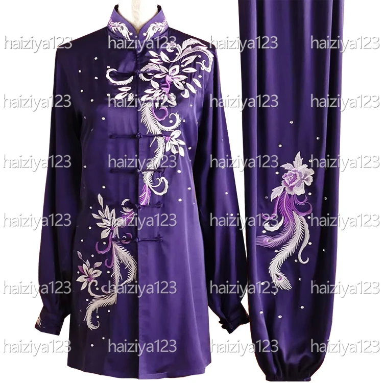 

Embroidery flowers Tai chi uniform Taiji competition suit Wushu garment Kungfu clothes for man woman adults kids boy girl unisex