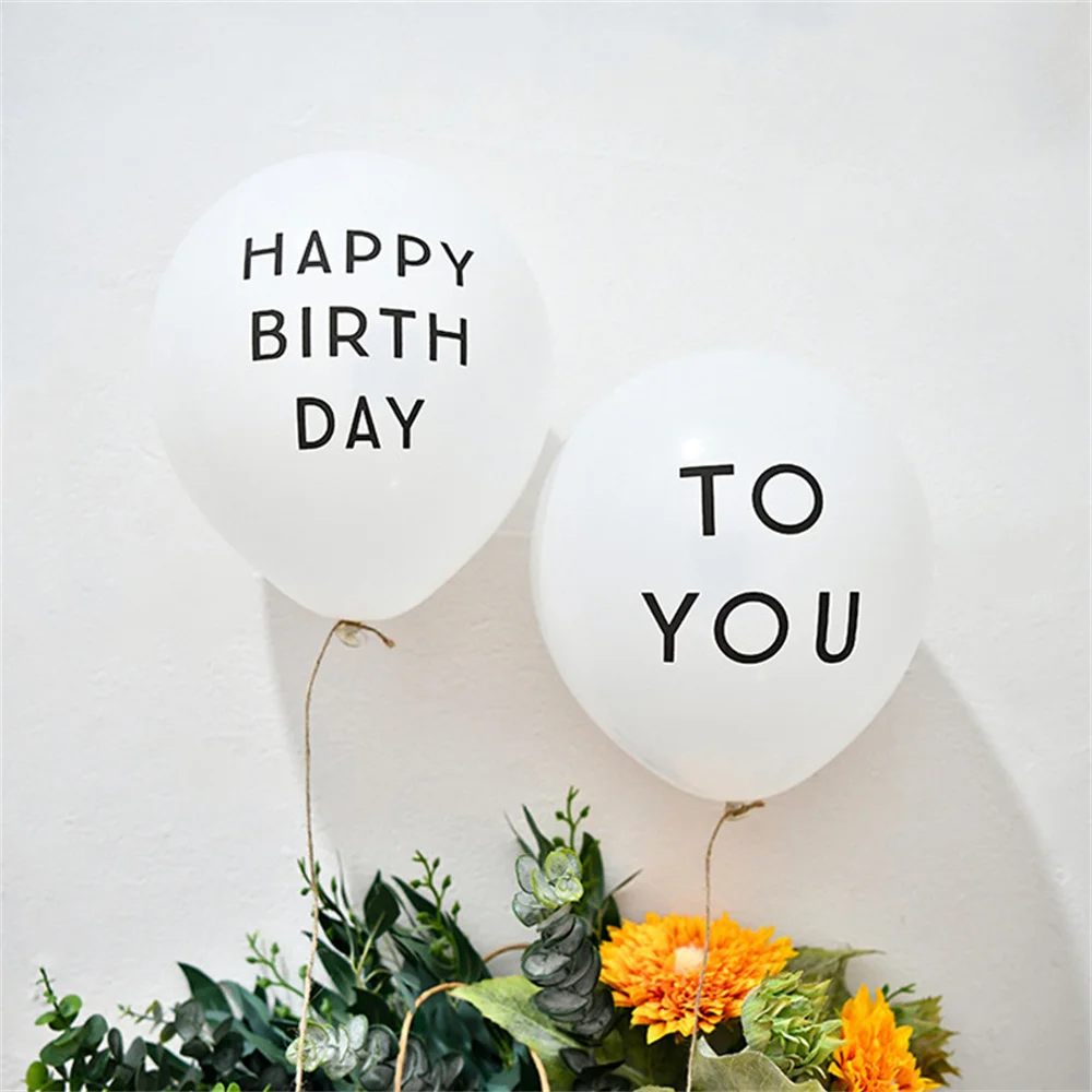 10/20/30Pcs 10inch Happy Birthday To You Letter Latex Balloons Set White Air Helium Balloon Kids 1st Birthday Party Decor Globos