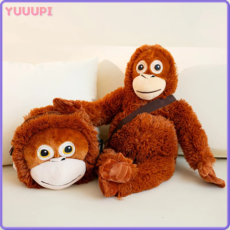 الكرتون الغوريلا ألعاب من نسيج مخملي محاكاة القرد Orangutan دمية محشوة الحيوان حقيبة الظهر غرفة ديكور الاطفال الفتيان الفتيات هدايا عيد الميلاد