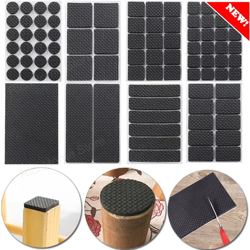 PEVA Anti Scratch Pads for Furniture | Non-slip Mute Self Adhesive Table Chair Feet Pads Round Square Sofa Chair Leg Sticky Pad