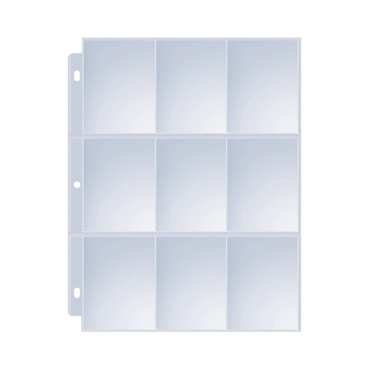 50pcs 3 Holes Card Organizer Binder Trading Card Sleeve - Clear Double Sided 4/9 Grids Game Card Pocket Protector