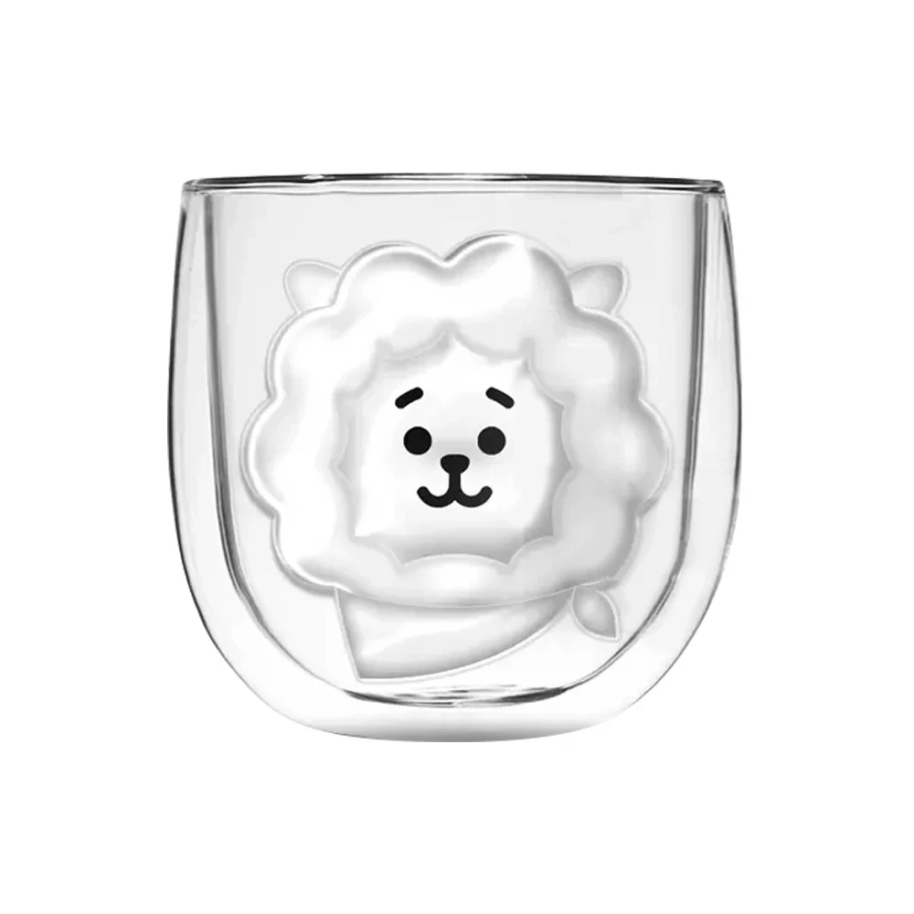 10 Oz Double Walled Glass Coffee Mugs, Cute Cartoon Borosilicate Glass Mugs, ,Perfect for Cappuccino,Tea, Espresso, Gift