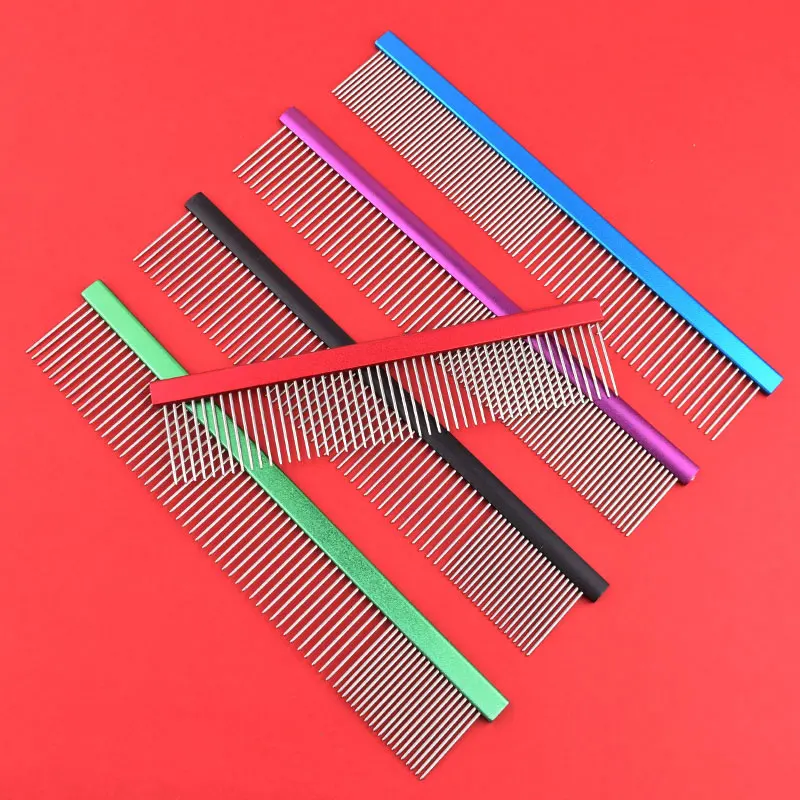 20-25cm Colorful Pet Comb Stainless Steel Dog Grooming Comb Hair Remover Cat Dogs Cleaning Brush Cats Pets Care  Accessories