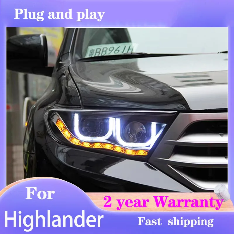

Стайлинг автомобиля для фар Toyota Highlander 2012-2014 Highlander, головной светильник DRL, указатель поворота, ближний свет, линза проектора