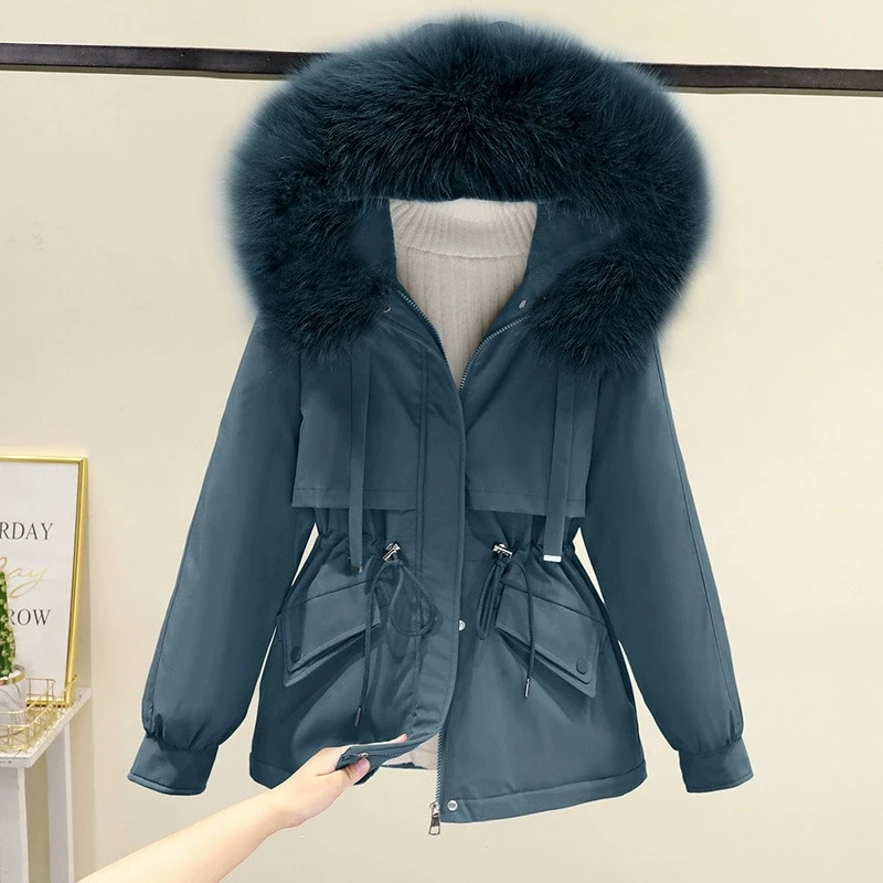 Parkas de terciopelo para mujer, abrigo de invierno 2025, nuevo abrigo de algodón para mujer, chaqueta acolchada de algodón corta holgada coreana, prendas de vestir con capucha para mujer