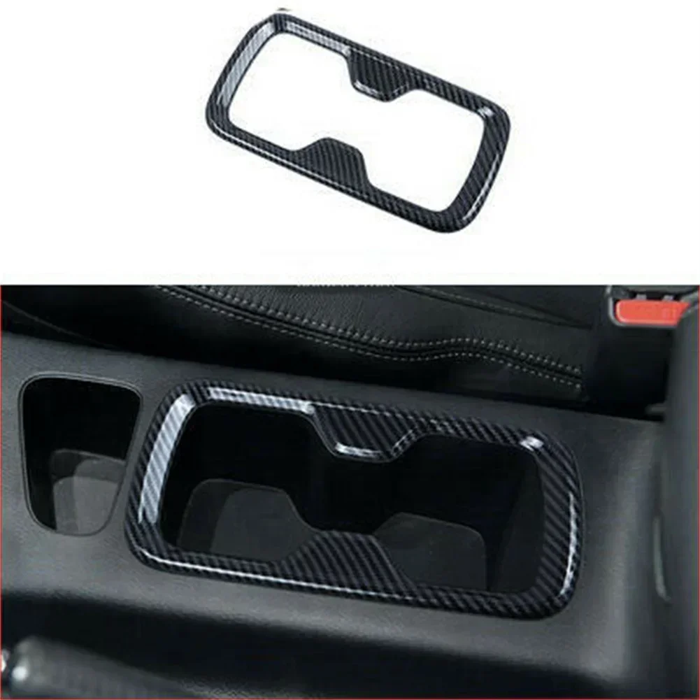 Front Cup Frame Decor Stickers Carbon Black ABS Plastic Interior Cup Holder Trim for Nissan Navara NP300 2015 2021