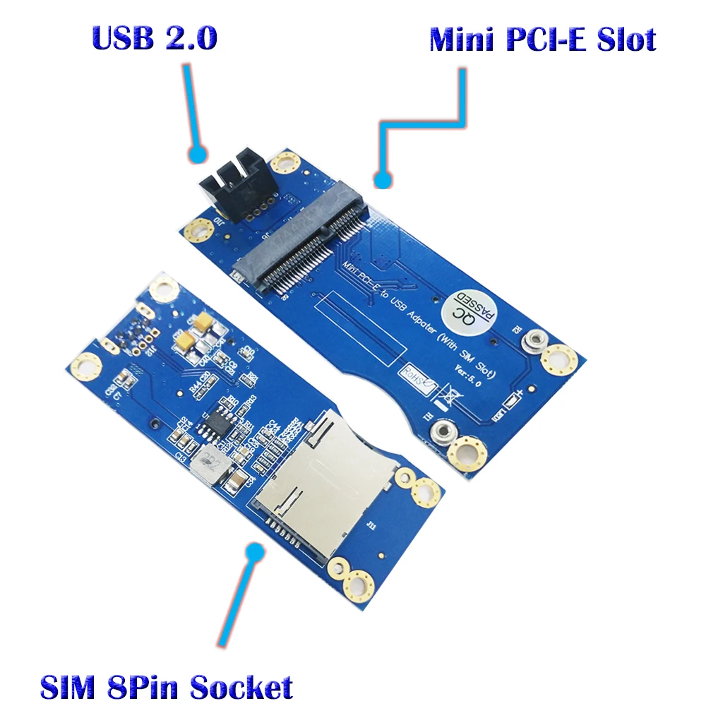 Новая переходная карта PCIE Mini PCI Express to USB-адаптер, слот для SIM-карты для модуля WWAN/LTE с 9-контактным USB-кабелем для материнской платы настольного компьютера