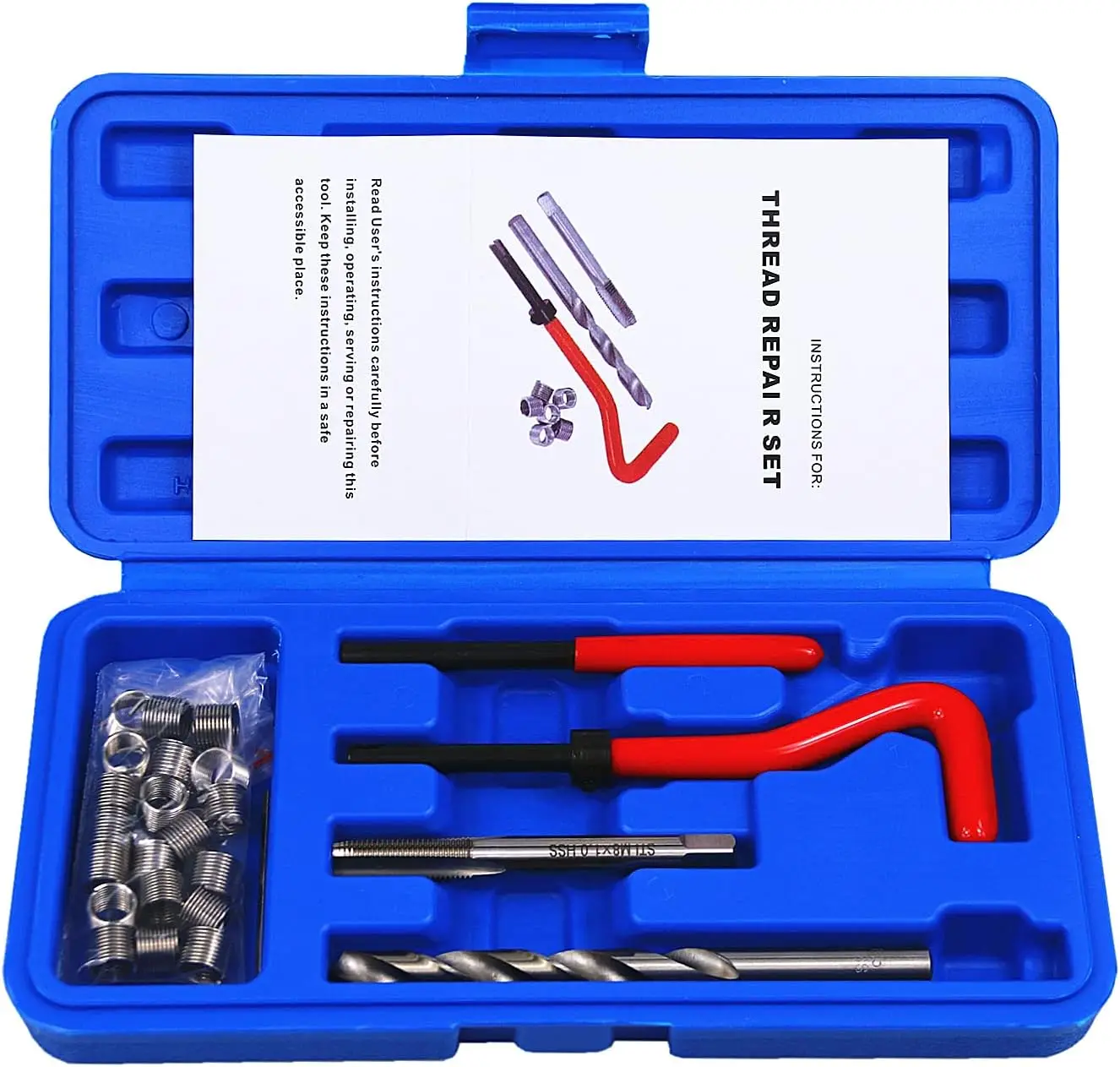 

25pcs Thread Repair Kit M8 x 1.0mm Metric Thread Repair Insert Kit Compatible Hand Tool Set for Auto Repairing (M8-1.0)