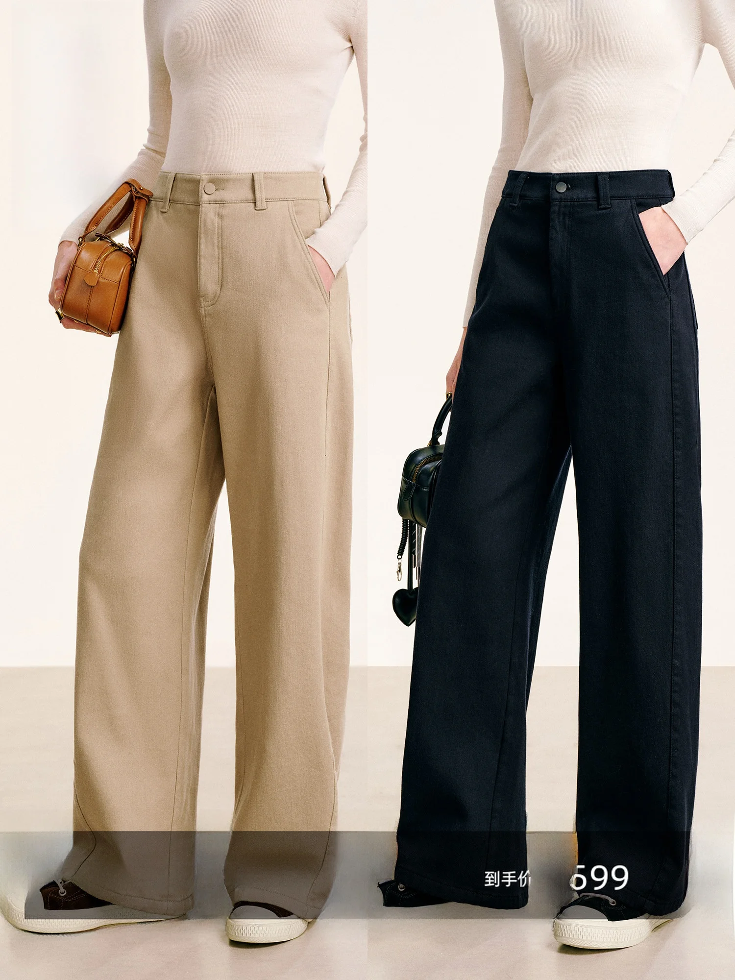 

CA Thiened "Heated Pants" High Waist Slimming Loose Straight Leg Wide Leg Jeans Women Spring Casual High Waist Cotton J...