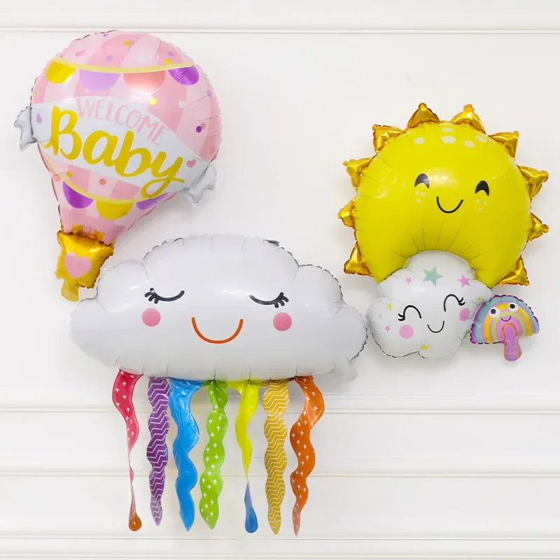 Super Cute Sun Clouds Rainbow Balloons Birthday Party Decor Kids Toys Gifts Air Globos Cartoon Large Size Helium Balloon Decor