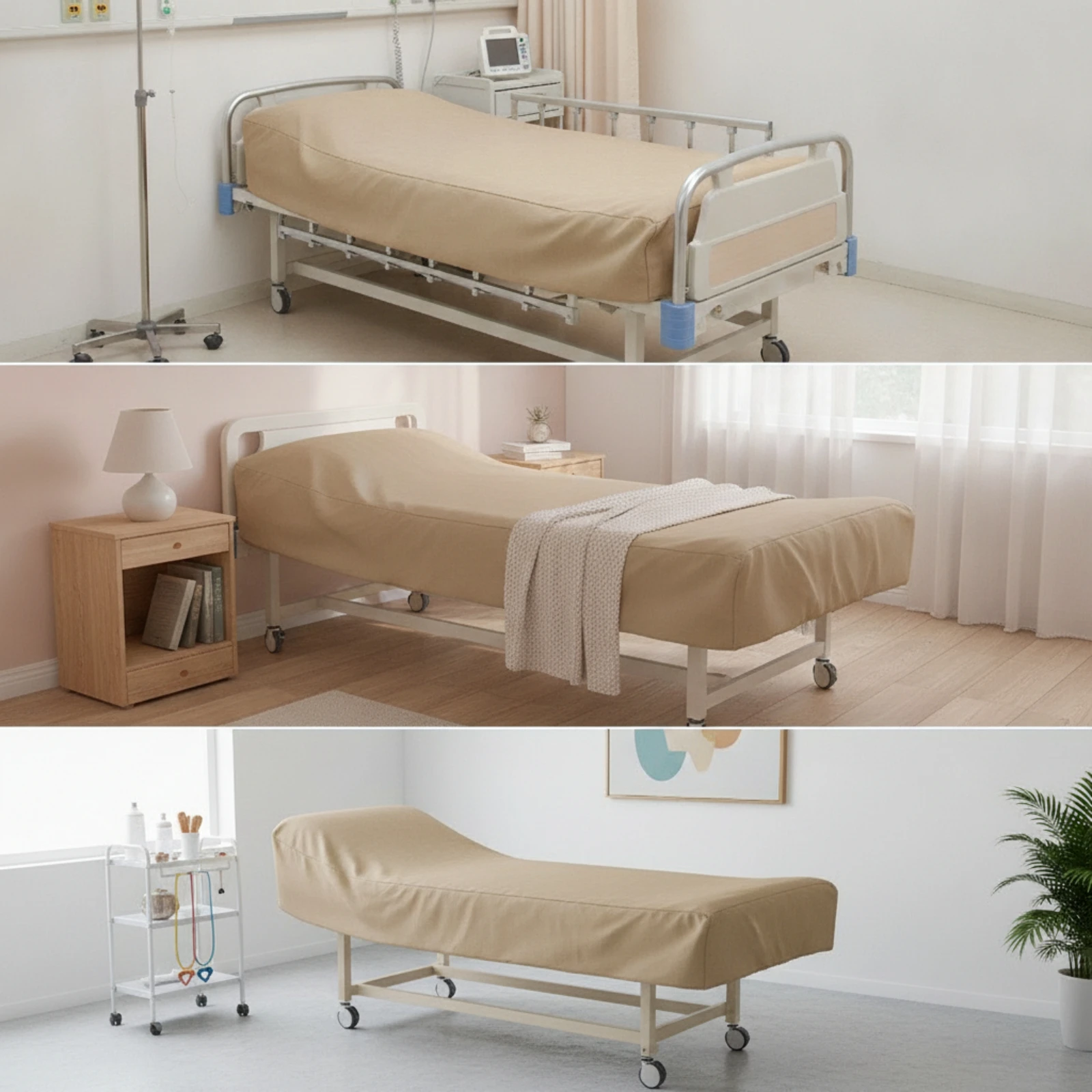 Fitted Bed Cover with Drawstring Dustproof Nursing Bed Cover Safeguarding Topper Heavy-Duty Machine Washable for Caregivers