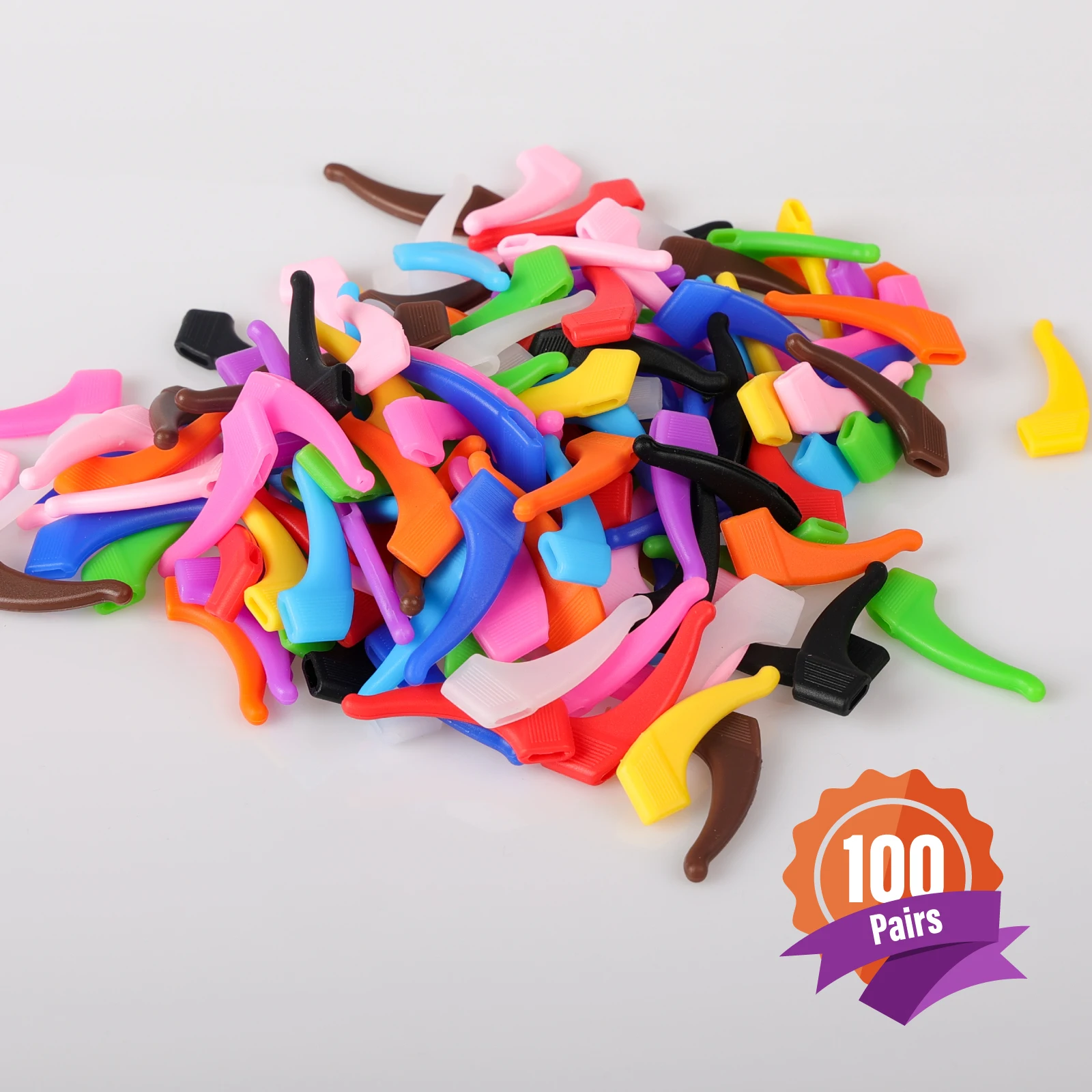 (100 Paar) Weiche Silikon-Brillen-Ohrgriffe, rutschfest, 12 Farben, für Kinder, Sportbrillen, Tempelspitzen, Halter für Brillen – Detail 6