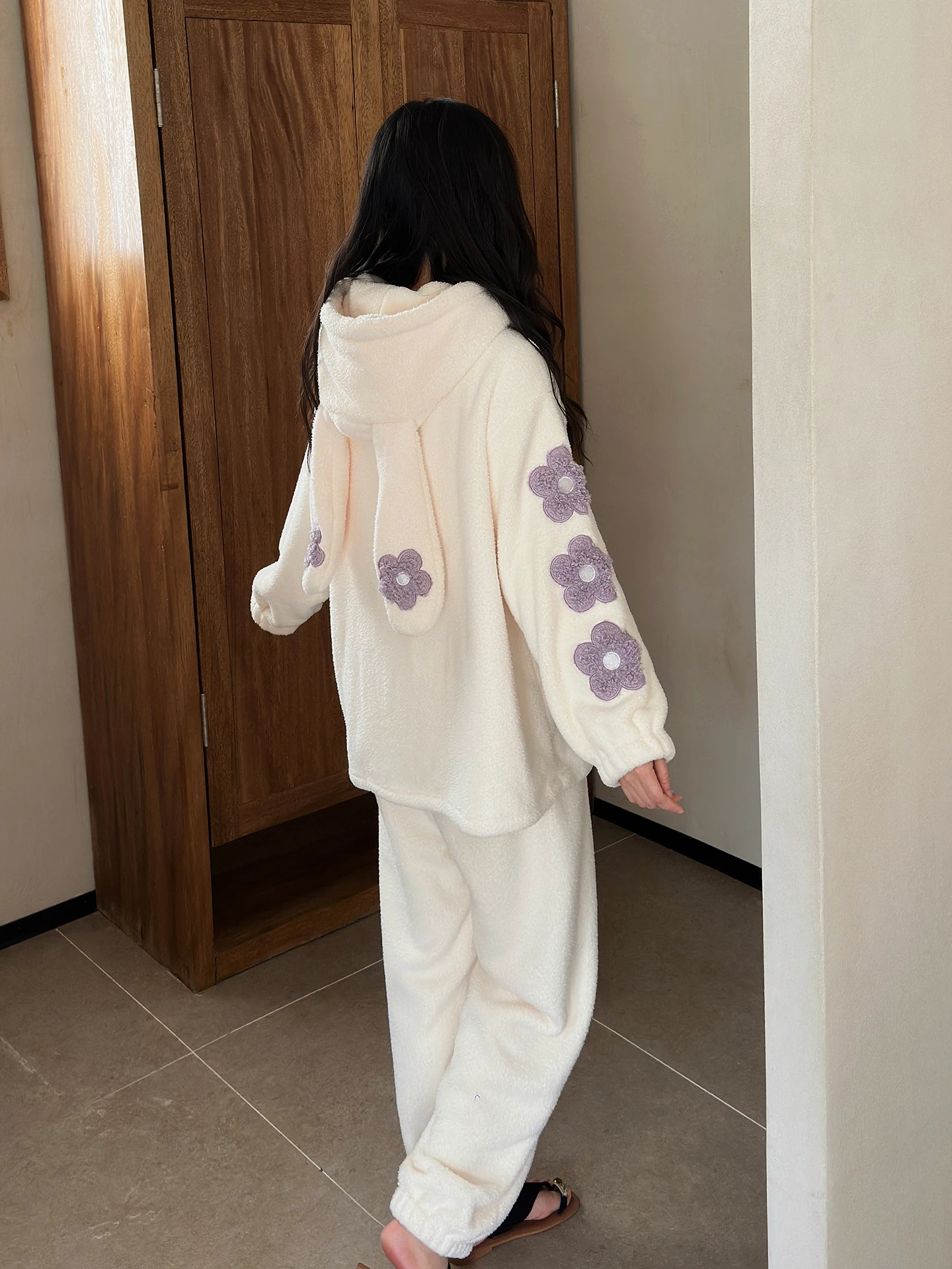 thiened-coral-fce-women's-spwear-hooded-zipper-plu-home-clothes-winter-warm-flannel-pajamas-long-sve-nightgown