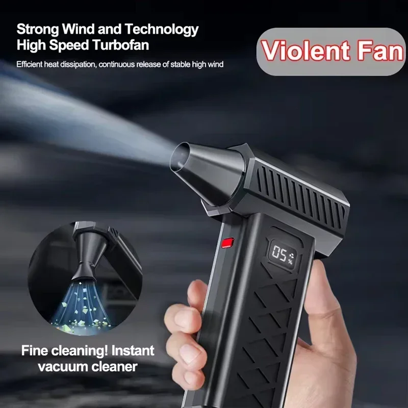 New Brushless Electric Air Duster Turbo Jet Fan Violent Fan 6 Gears Adjustable 600000 RPM Cleaning Blower Portable Blowing