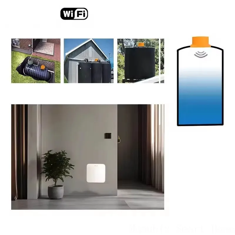 Tuya Smart WiFi Ultraschall Flüssigkeit Ebene Wasser Echtzeit Tank Monitor Sensor APP Drahtlose Monitor Wasserstand Alarm Benachrichtigung