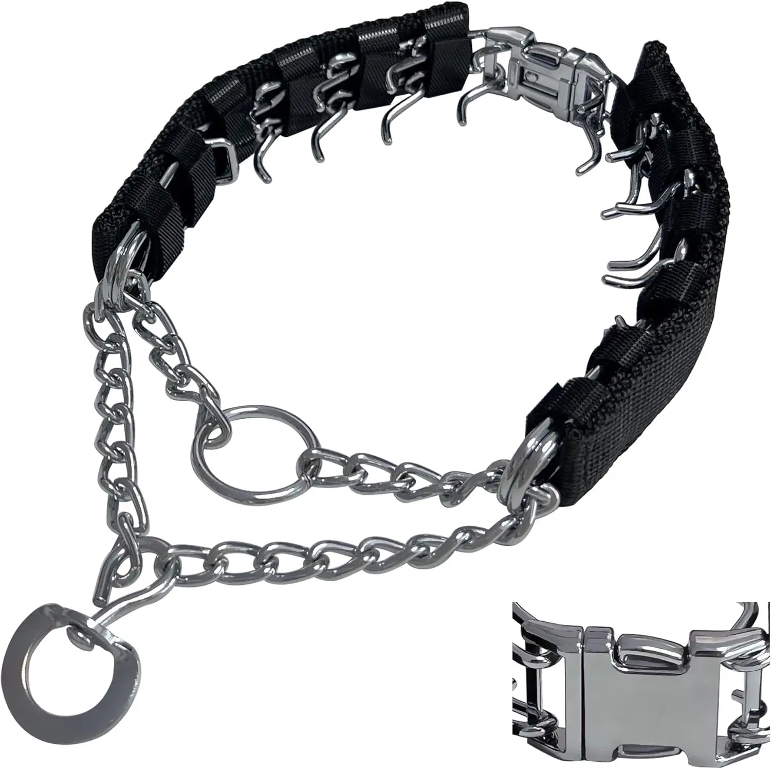 

Ошейник для тренировок с регулируемым зубцом и быстросъемным механизмом, без вытягивания для маленьких и больших собак, включает дополнительные ссылки и колпачки.