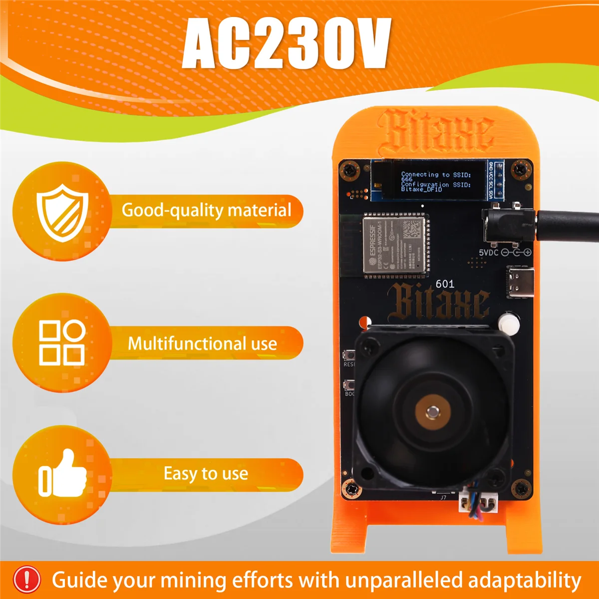 ABZL Bitaxe Gamma 601 Solo Miner 1.2TH/S BM1370 Asic Chip 18W From Antminer S21 Pro Bitcoin BTC Miner Wth Bracket UK Plug